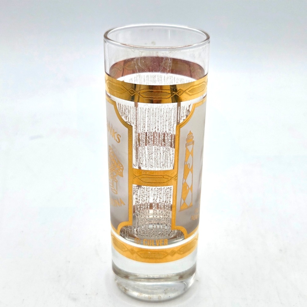 TALL Culver Clear Shot Glass Outter Banks Wright Brothers National Memorial 22K - Picture 2 of 6
